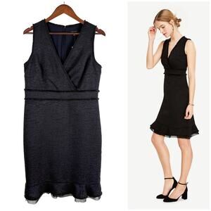 Anne Taylor Tweed Sheath Dress NWT Women 10 Black $169 Work Classic Office